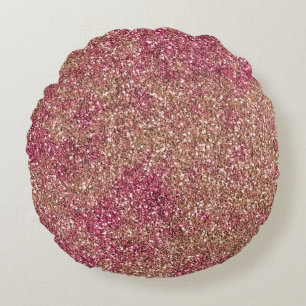 Roze Bronze Ombre Sparkle Glitter Rond Kussen