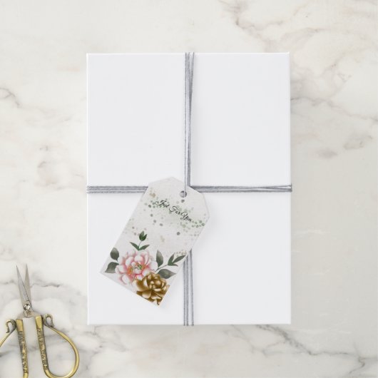 Roze Bronzen Gespikkelde Pioen Gift Labels Cadeaulabel (Met Touw)