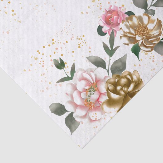 Roze Bronzen Peonies Gespikkeld Weefselpapier Tissuepapier (Detail)