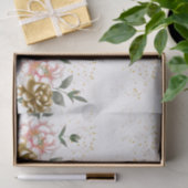 Roze Bronzen Peonies Gespikkeld Weefselpapier Tissuepapier (Geschenk)