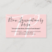 Roze Brow Laminering Nazorg Advies Instructie Visitekaartje (Voorkant)