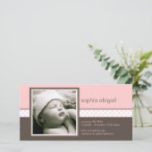 Roze | Brown Sweet Baby Girl Geboorteaankondiging Aankondiging (Staand voorkant)