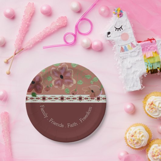 Roze browsen en Light Green Modern Papieren Bordje (Feest)