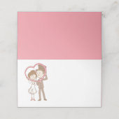 Roze bruid bruidegom Cartoon bruiloft Vrijgezellen Plaatskaartje (Buitenkant ongevouwen)