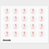 Roze Bruid & Bruidegom Dansen Trouwen Ronde Sticker (Vel)