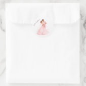Roze Bruid & Bruidegom Dansen Trouwen Ronde Sticker (Tas)