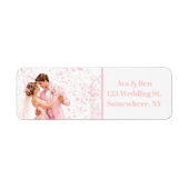 Roze Bruid & Bruidegom Dansend Trouwadreslabel Etiket (Voorkant)