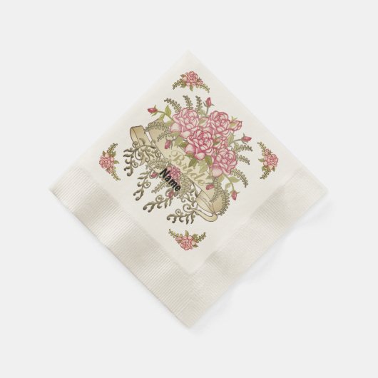 Roze Bruid bruiloft servetten (Hoek)