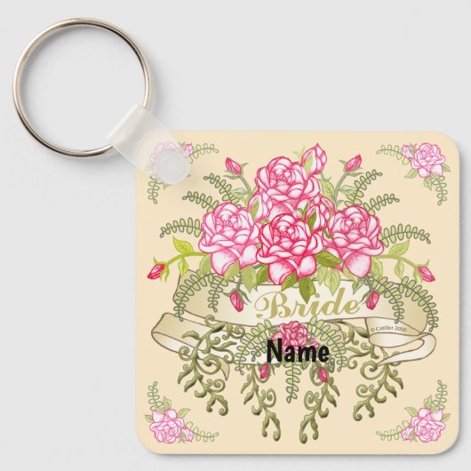 Roze Bruid bruiloft sleutelhanger (Voorkant)