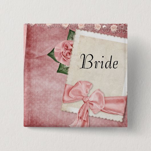  roze bruid Button (Voorkant)