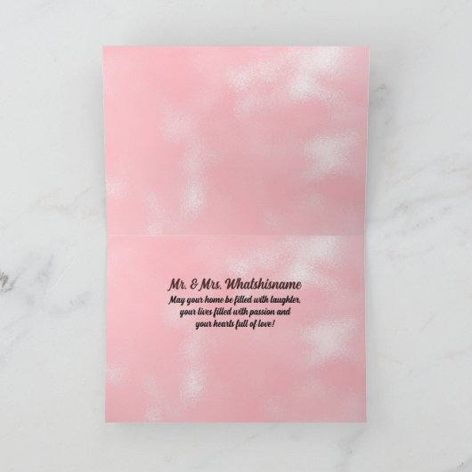 Roze bruid en bruidebruin gefeliciteerd kaart (Binnen)