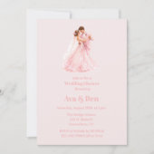 Roze bruid en bruidegom dansen bruiloftsshower kaart (Voorkant)