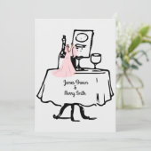 Roze bruid en bruine tafel (zwart en wit) kaart (Staand voorkant)