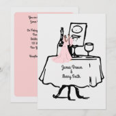 Roze bruid en bruine tafel (zwart en wit) kaart (Voorkant / Achterkant)