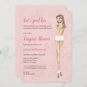 Roze bruid in haar lingerie douche kaart (Voorkant / Achterkant)