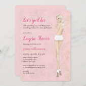 Roze bruid in haar slipje lingerie douche kaart (Voorkant / Achterkant)