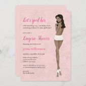 Roze bruid in haar slipje lingerie douche kaart (Voorkant / Achterkant)