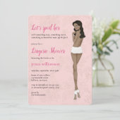 Roze bruid in haar slipje lingerie douche kaart (Staand voorkant)
