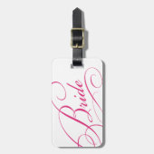 Roze bruid lieve romantische huwelijksreis bagagel bagagelabel (Voorkant verticaal)