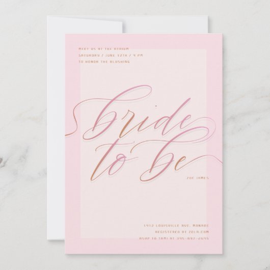 Roze bruid om te zijn | Modern Script-Vrijgezellen Kaart (Voorkant)