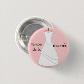 Roze bruid ronde button 3,2 cm (Voorkant /achterkant)