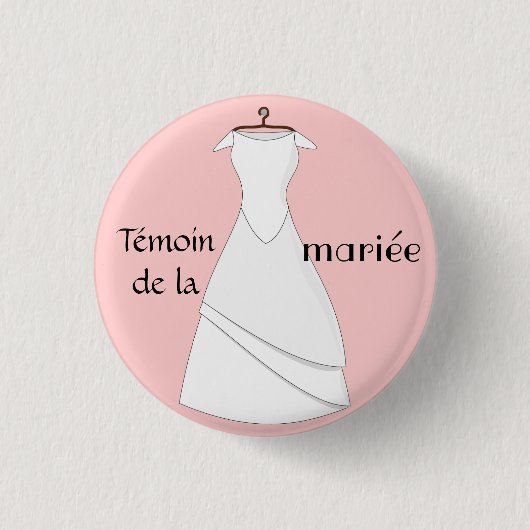 Roze bruid ronde button 3,2 cm (Voorkant)