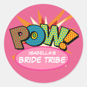 Roze Bruid Stam Fun Modern Stripboek Ronde Sticker