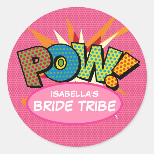 Roze Bruid Tribe Leuk Modern Stripboek Ronde Sticker (Voorkant)