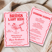 Roze bruiden laatste rit vrijgezellenfeest kaart