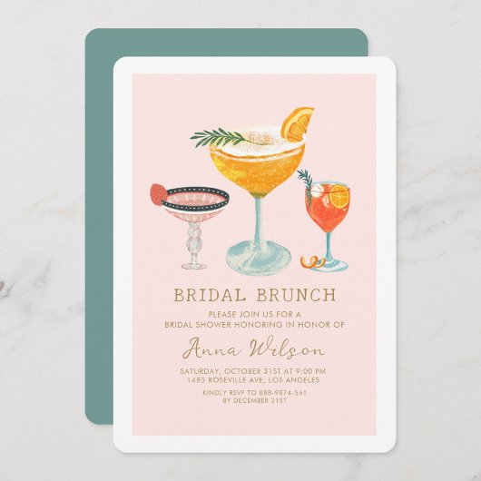 Roze Bruids Brunch Coctails Blush Vrijgezellenfees Kaart
