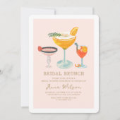 Roze Bruids Brunch Coctails Blush Vrijgezellenfees Kaart (Voorkant)
