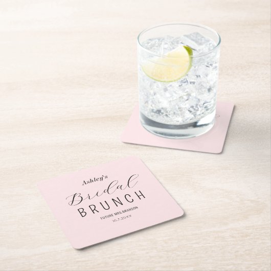 Roze Bruids Brunch Papieren Coaster Kartonnen Onderzetters (Insitu)