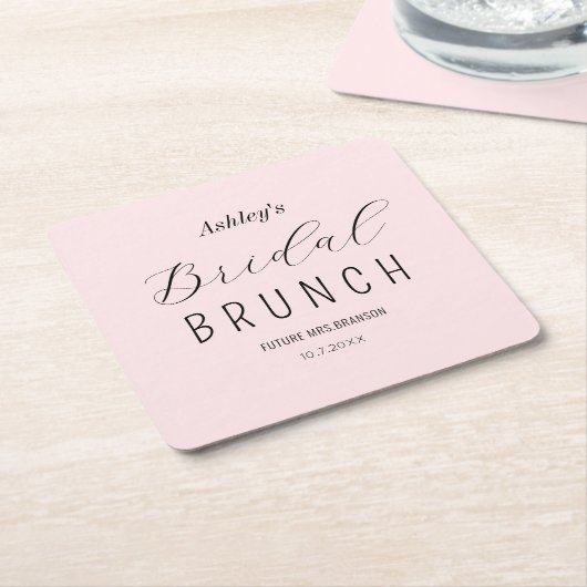 Roze Bruids Brunch Papieren Coaster Kartonnen Onderzetters (Schuin)