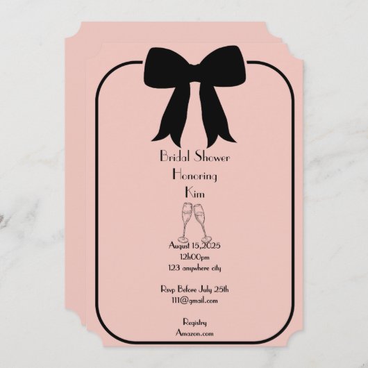 roze bruids douche uitnodiging (Voorkant / Achterkant)