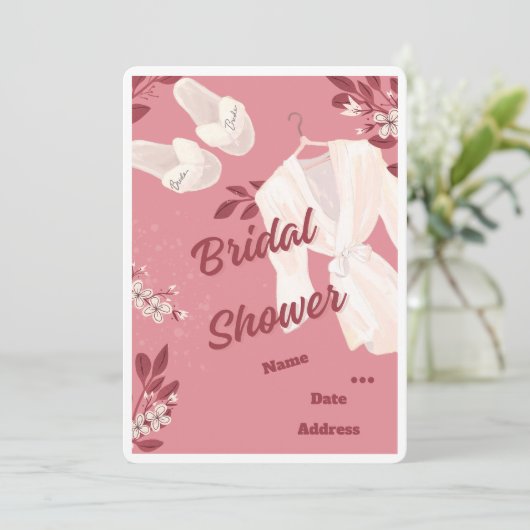 Roze Bruids Douche Uitnodiging - (Staand voorkant)