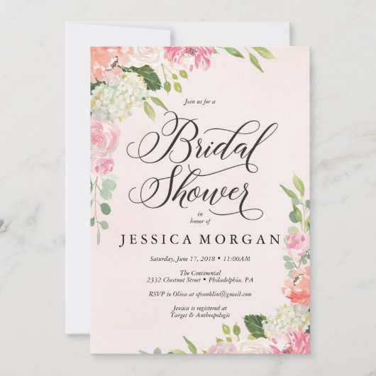  Roze Bruids Douche Uitnodiging Kaart (Voorkant)