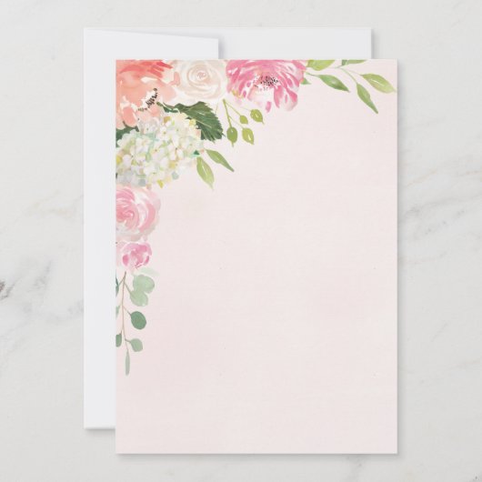 Roze Bruids Douche Uitnodiging Kaart (Achterkant)