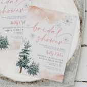 Roze Bruids Douche Uitnodiging, Winter Bruids Kaart