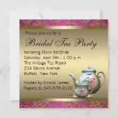 Roze Bruids Tea Party Kaart (Achterkant)