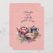 Roze Bruids Tea Party Theepot uitnodiging (Voorkant / Achterkant)