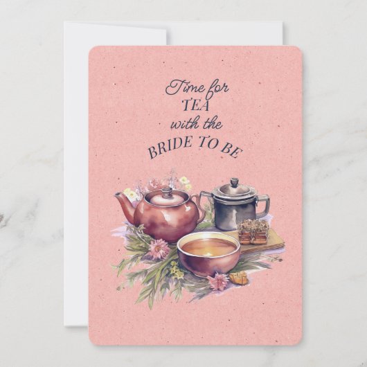 Roze Bruids Tea Party Theepot uitnodiging (Voorkant)