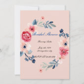 ROZE BRUIDSBAD UITNODIGING MET BLOEMEN (Voorkant)