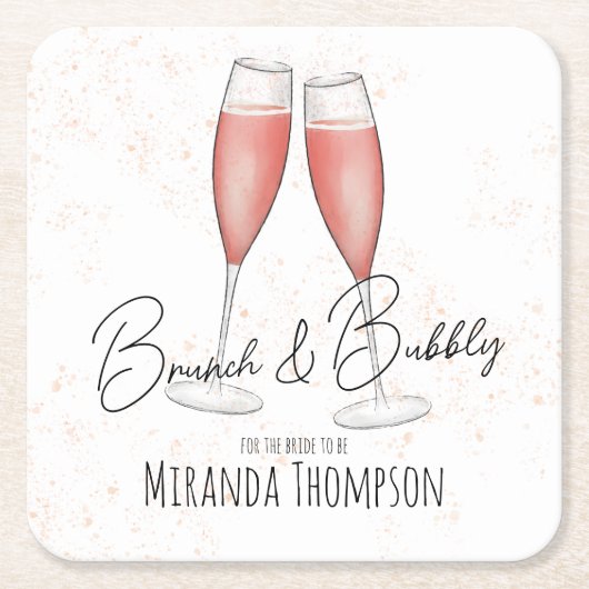 Roze Bruidsdiner en Champagne Ontvangst Kartonnen Onderzetters (Voorkant)
