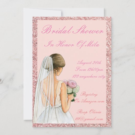 ROZE BRUIDSDOCHEIN nodiging Save The Date (Voorkant)