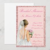 ROZE BRUIDSDOCHEIN nodiging Save The Date (Voorkant / Achterkant)