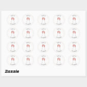 Roze Bruidsdouche Champagne Waterverf Bedankt Ronde Sticker (Vel)