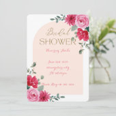 ROZE BRUIDSDOUCHE UITNODIGING (Staand voorkant)