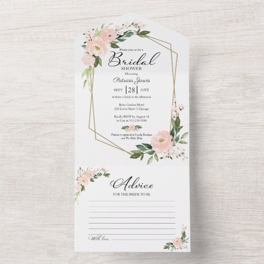 Roze Bruidsdoucheuitnodiging met advies Kaart (Binnen)