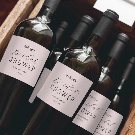 Roze Bruidsfeest Brunch Wijn Etiket