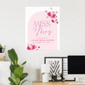 Roze bruidsfeest Miss To Mrs welkomstbord bloem Poster (Thuiskantoor)